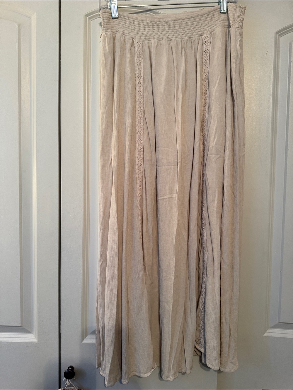 Shyanne Soft Beige Elastic Waist Maxi Skirt